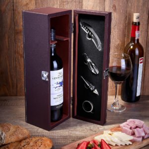 Set de Vino Reserva Toscana – Estuche de Curpiel con Accesorios Premium