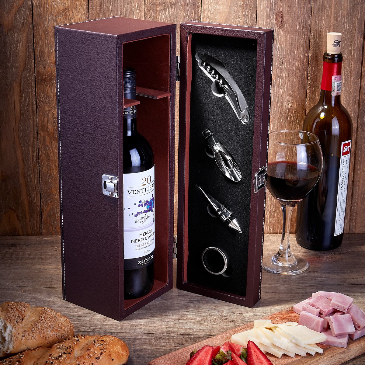 Set de Vino Reserva Toscana – Estuche de Curpiel con Accesorios Premium