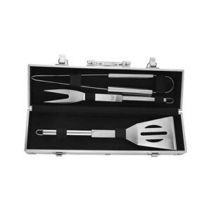 Set BBQ Master – Pinzas, espátula y tenedor con estuche metálico