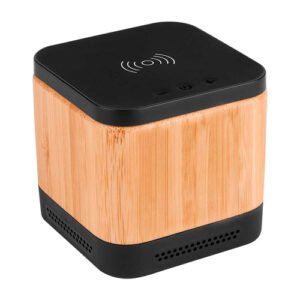 Bocina Rioja Bluetooth de Bambú con Cargador Inalámbrico