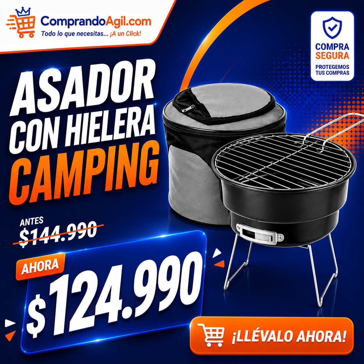 Asador con hielera camping - ComprandoAgil
