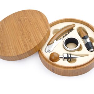 Caja Circular en Bambú con 4 Accesorios de Bar - foto 1 - Comprando Ágil Colombia