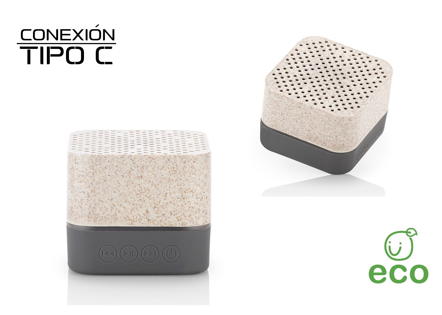 Altavoz Cream Bluetooth en Fibra de Trigo con Luces LED - foto 1 - Comprando Ágil Colombia