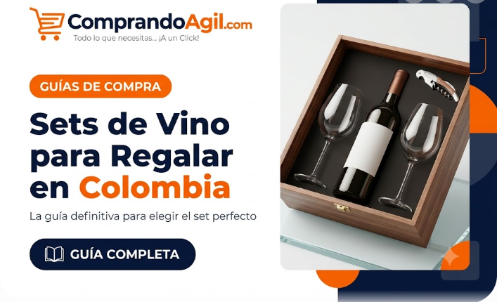 Set de vino elegante con botella, copas y sacacorchos en caja de madera para regalar - guía ComprandoAgil