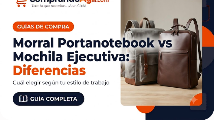 Morral portanotebook casual y mochila ejecutiva de cuero comparados lado a lado - guía ComprandoAgil