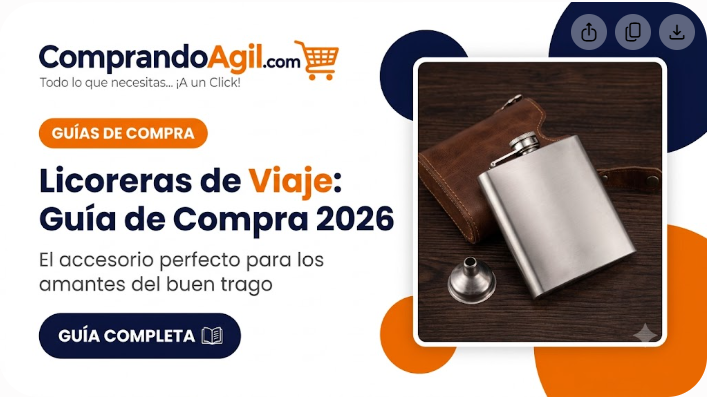 Licorera de acero inoxidable con funda de cuero y embudo para viaje - guía ComprandoAgil
