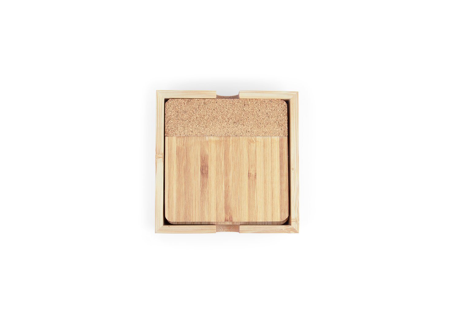 Portavasos de Bambú y Corcho con Base