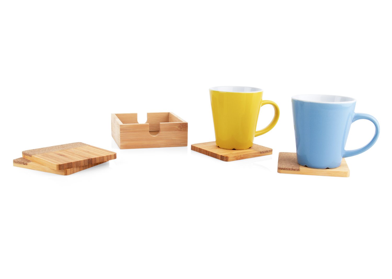 Portavasos de Bambú y Corcho con Base