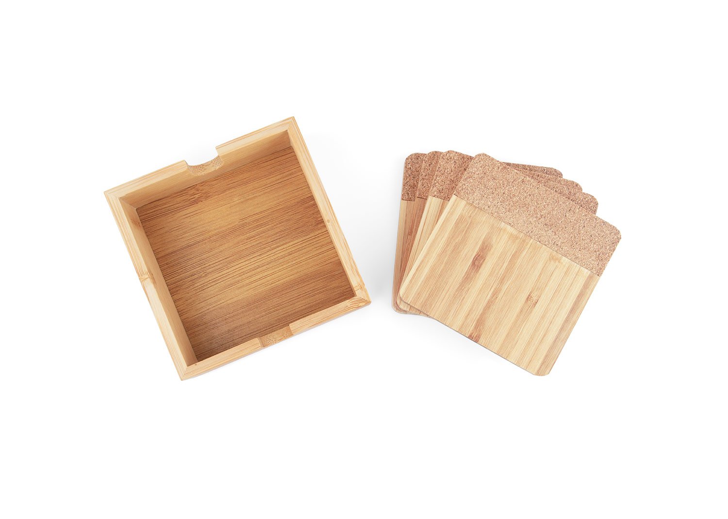 Portavasos de Bambú y Corcho con Base