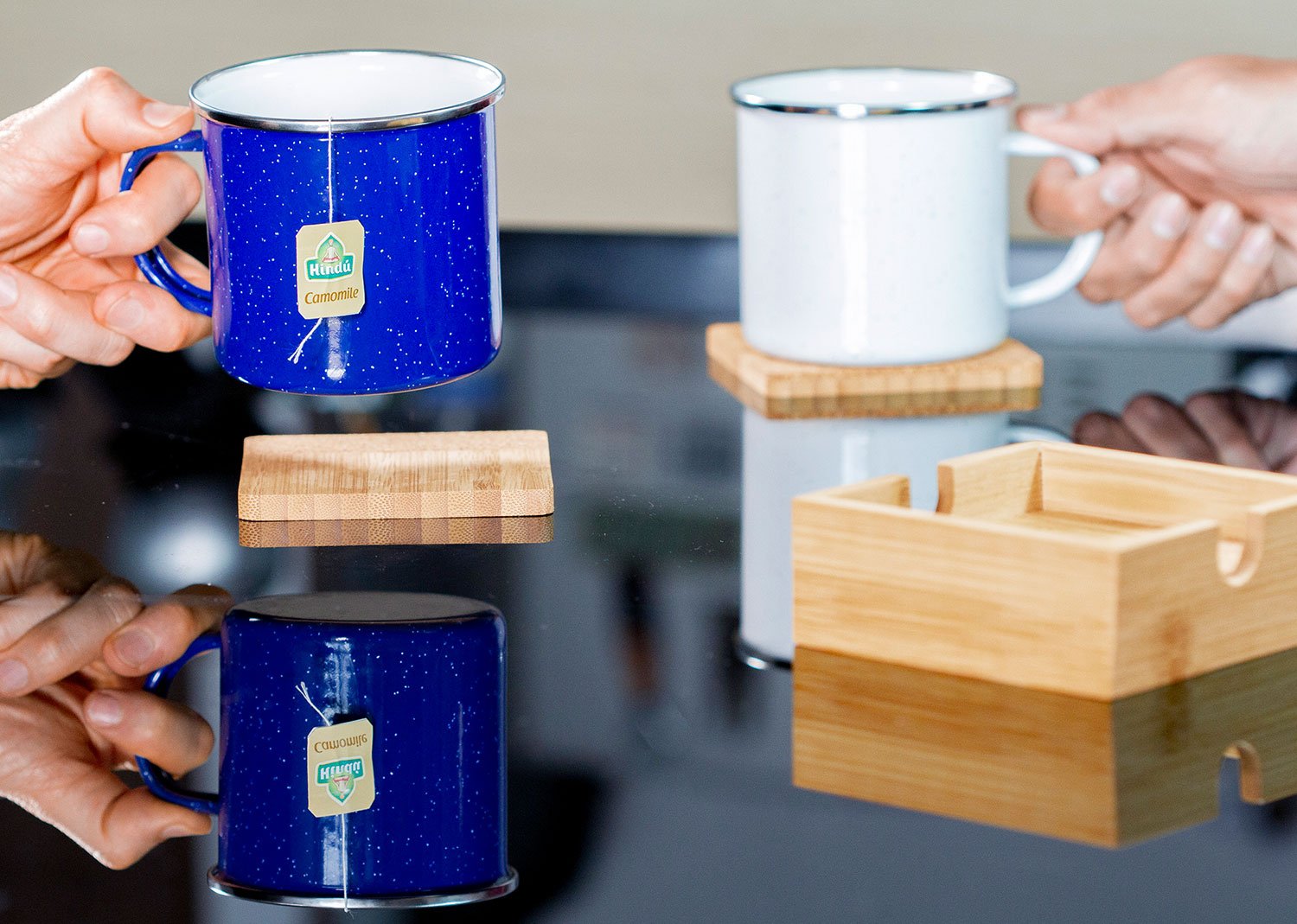 Portavasos de Bambú y Corcho con Base